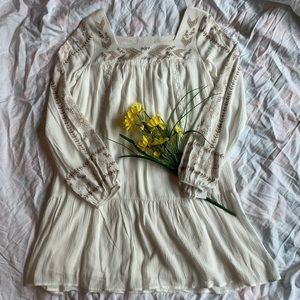 Soft White Long Sleeve Summer Dress